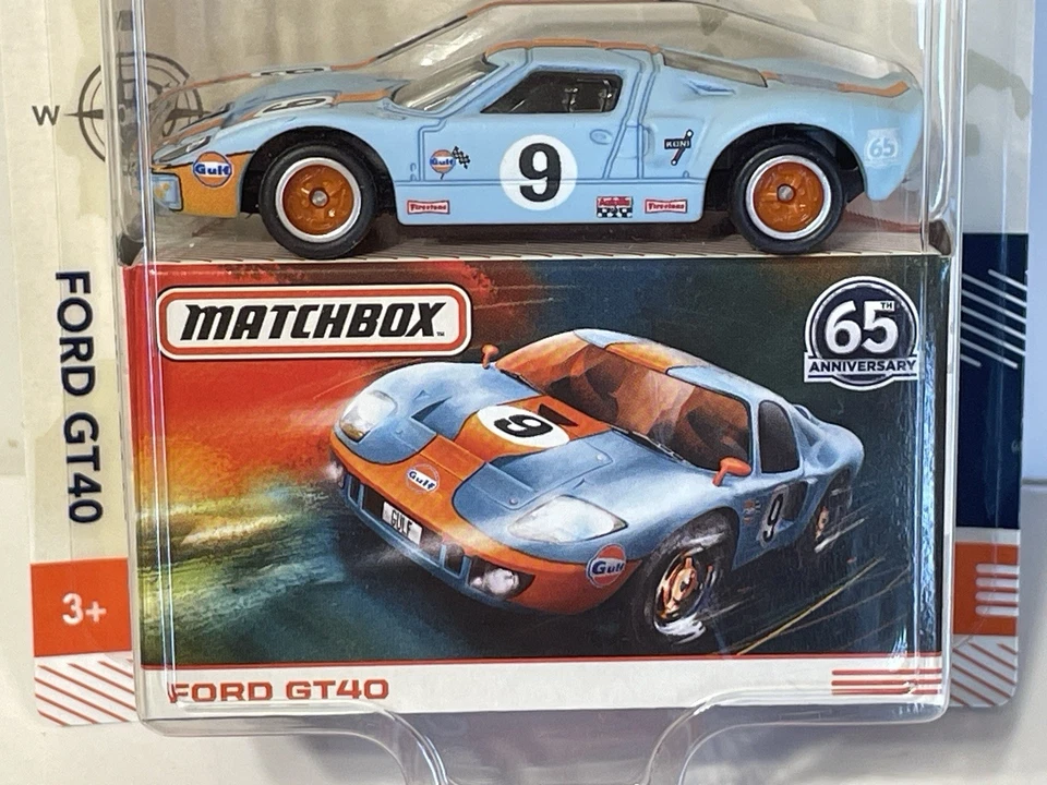 Ford GT40 Gulf #9 2017 Matchbox coche de carreras azul Globe Travelers 65 aniversario Foto 2 de 4