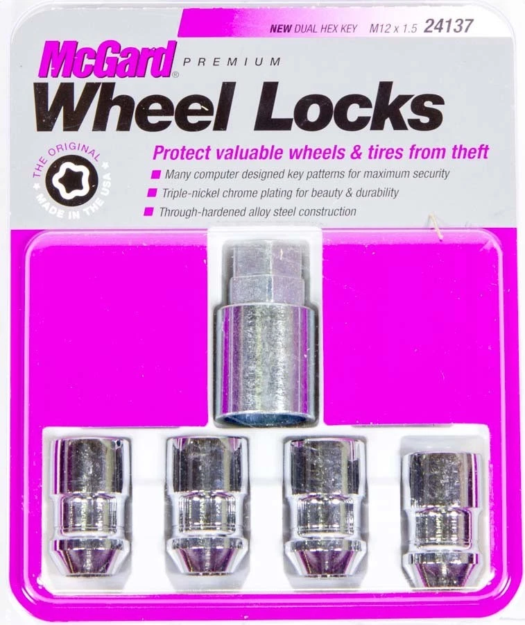 Mcgard 24137, Set of 4 WHEEL LOCK 12MM x 1.50 CONICAL SEAT  Steel Chrome Perform — 第 2/4 张图片
