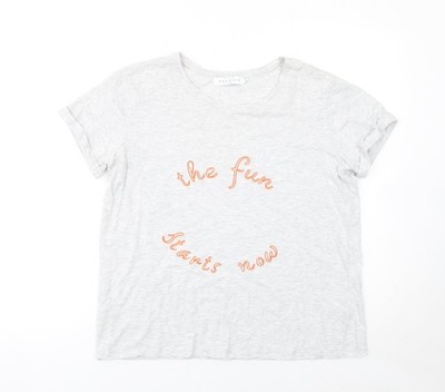 John Lewis Damen grau bestickt Spruch T-Shirt Größe 10