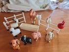 Vintage Fisher Price Little People farm Lot Horse Dogs Hen Chicken Pigs Fence