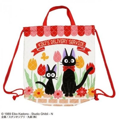 Kiki's Delivery Service Backpack Drawstring Bag (Jiji Tulip Field) Studio Ghibli