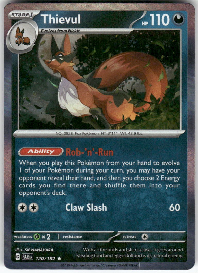 Thievul 120/182 Rare Paradox Rift Pokemon Holo Near Mint
