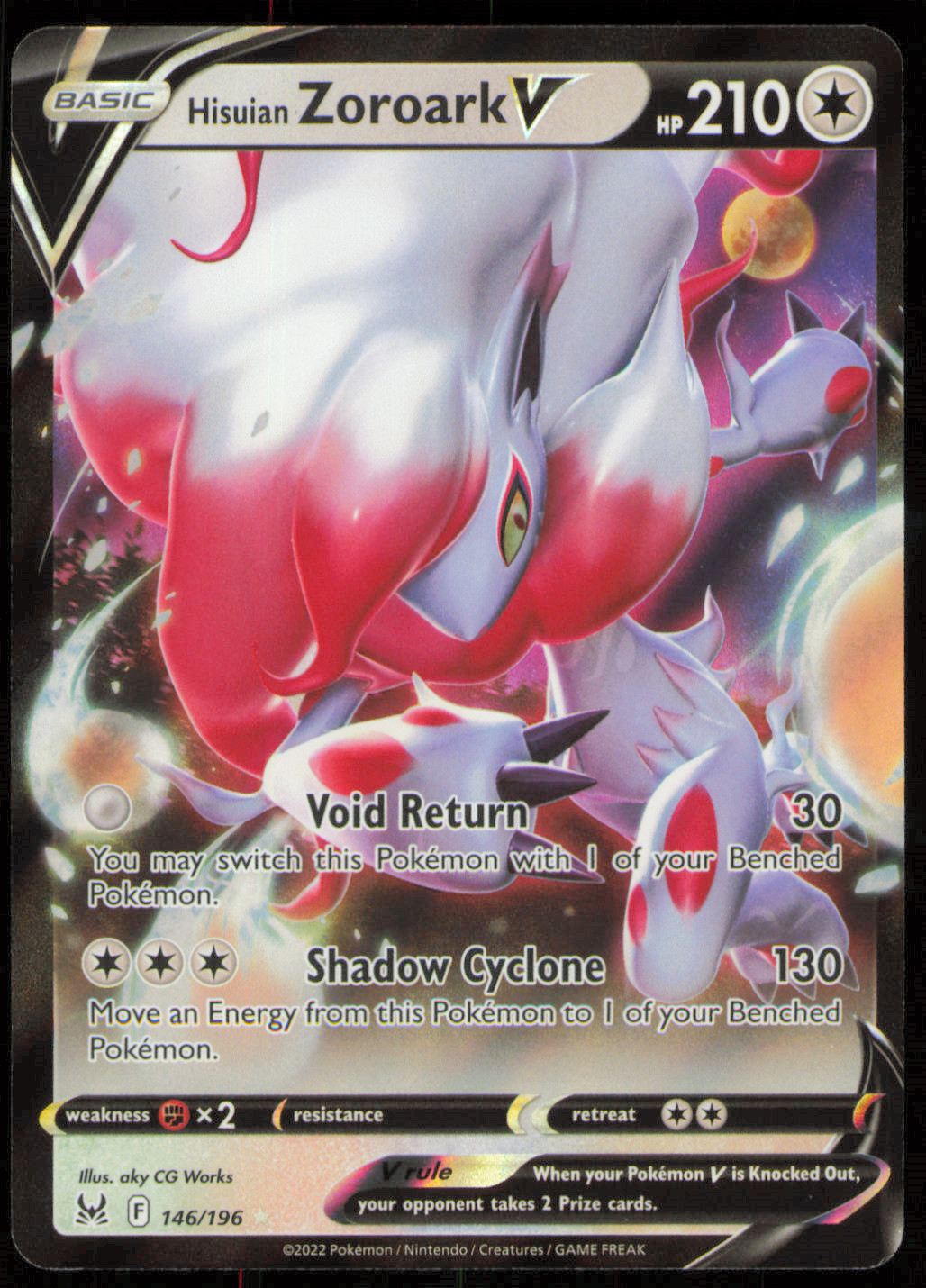 Pokemon Hisuian Zoroark V 146/196 Lost Origin Ultra Rare Holo NM