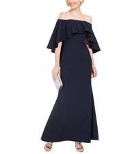 Vince Camuto Womens Solid Gown Dress, navy, 8