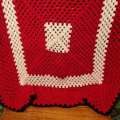 Knallrot Blau Weiß Gestreift Gestrickt Weich Warm Schoß Decke