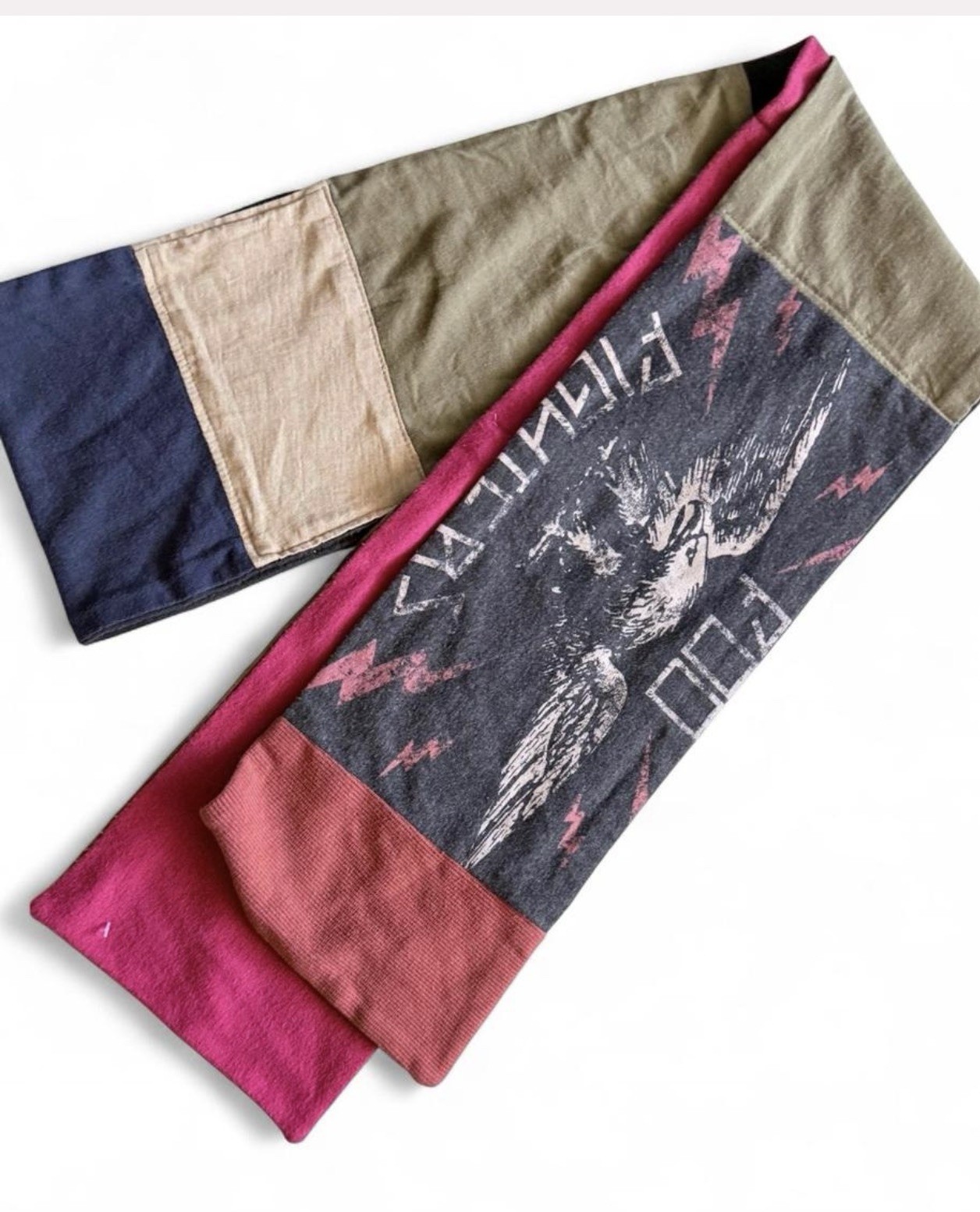 Reworked Foo Fighters Patchwork Scarf Upcycled Ba… - image 7