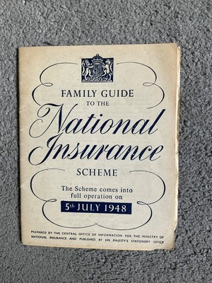 1948 Familienführer zur nationalen Versicherung Broschüre mit Faltblatt.
