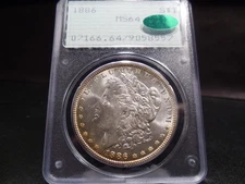 1886 MS64 Morgan Silver Dollar PCGS/CAC Certified - 1st Gen "Rattler" Holder