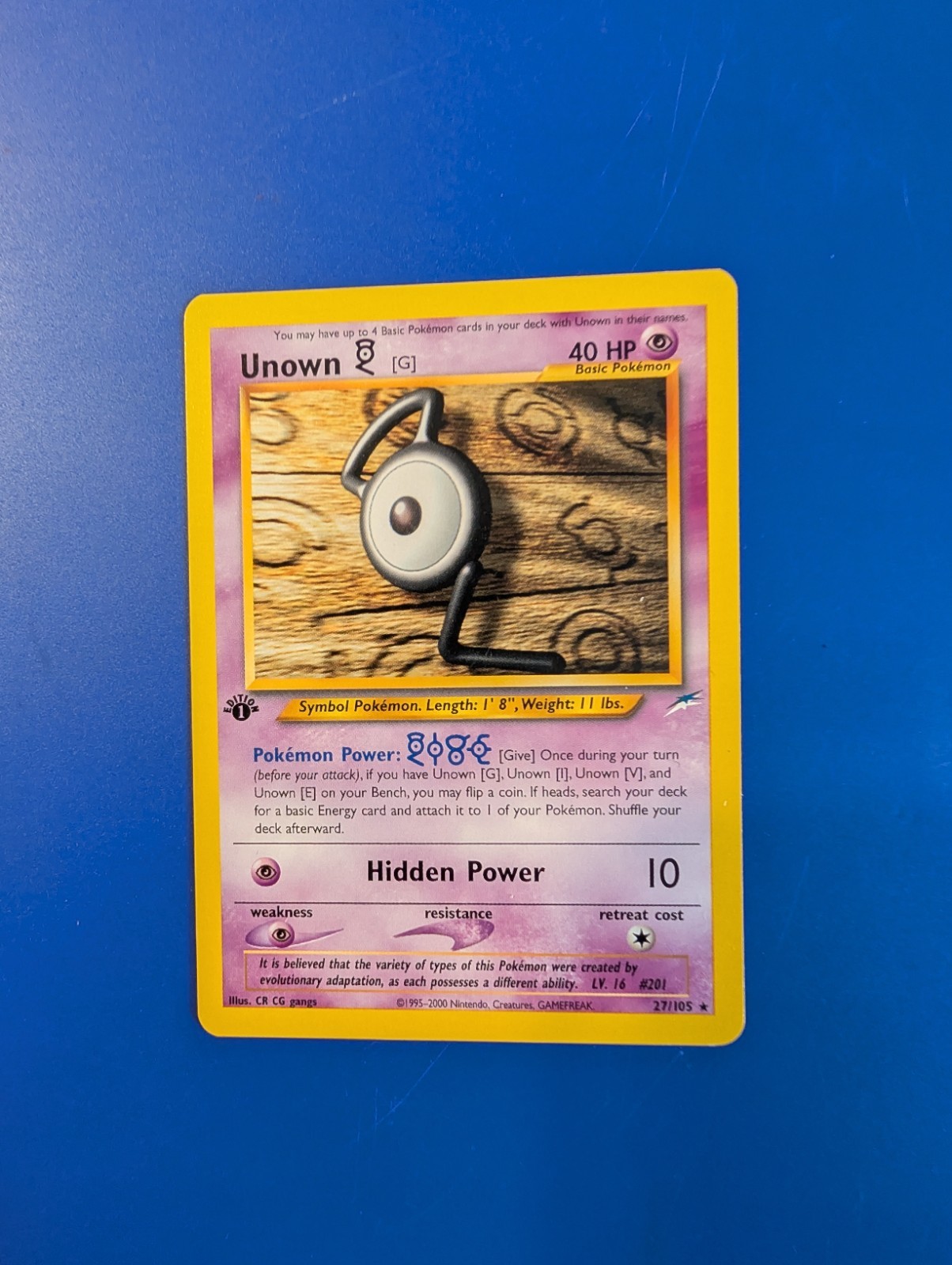 Pokémon Unown G 27/105 Neo Destiny 1st Edition Pokemon NM Near Mint / Rare