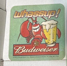 2000 Vintage 3 Budweiser Beer Coasters "Whassup!" Double Sided Thick Paper