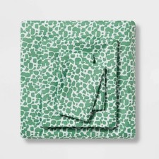 Queen Printed Microfiber 4pc Sheet Set Green Dot - Room Essentials: Polyester