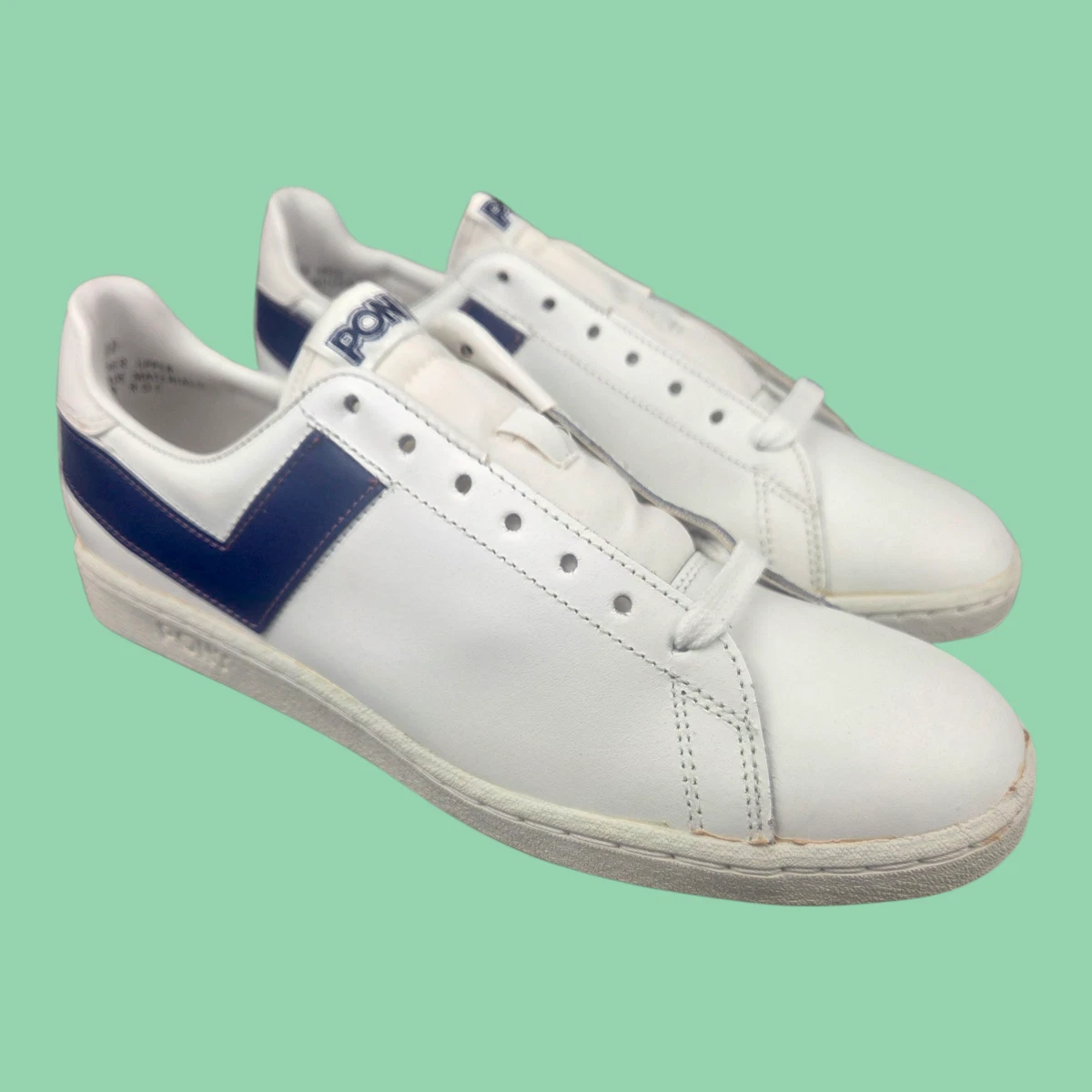 VINTAGE 1979 PONY Concorde Sneakers White/Dk. Royal 6511  display picture 3