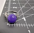 Stunning Vintage Sterling Silver 925 Lavender Purple Jade Floral Flower Ring sz9 — photo 6