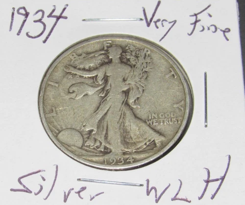 VF Silver 1934 p Philadelphia Mint Silver Walking Liberty Half Dollar 1/2 WLH