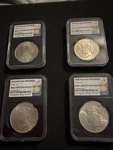 Peace Dollar Lot NGC 1922-1925 BU Bag Fragment Silver dollar date set 90% silver