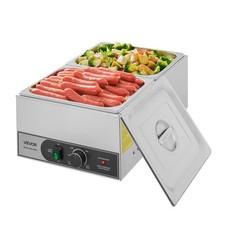 VEVOR Commercial Food Warmer Buffet Bain Marie 1200W Steam Table with Two Pans