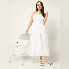 NWT GAP SIZE S WHITE POPLIN MIDI DRESS Embroidered eyelet