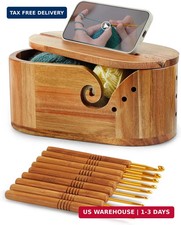 Oval Yarn Bowl, Crochet Yarn Holder with 9pcs Knitting Hooks, Yarn Storage Croch