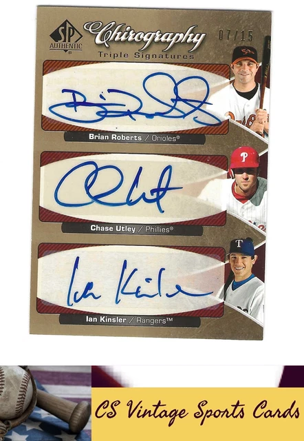 2006 SP #URK Brian Roberts / Chase Utley / Ian Kinsler Triple Auto #/15
