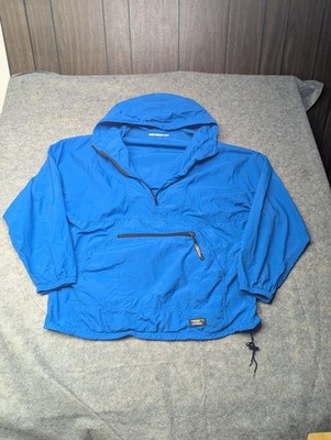 Vintage LL Bean Primaloft Anorak Jacket 90s Windbreaker Hoodie Blue Front Pouch 
