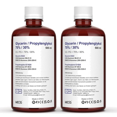 Glycerin Propylenglykol 70 VG 30 PG 2x500ml  pflanzlich
