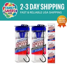 2 Pack Outdoor Fly Traps with Non-Toxic Bait Refills - Safe for Kids & Pets