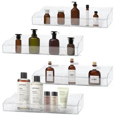 4PCS Acrylic Shelves for Wall Clear Floating Shelf Adhesive or Screws of Inst...