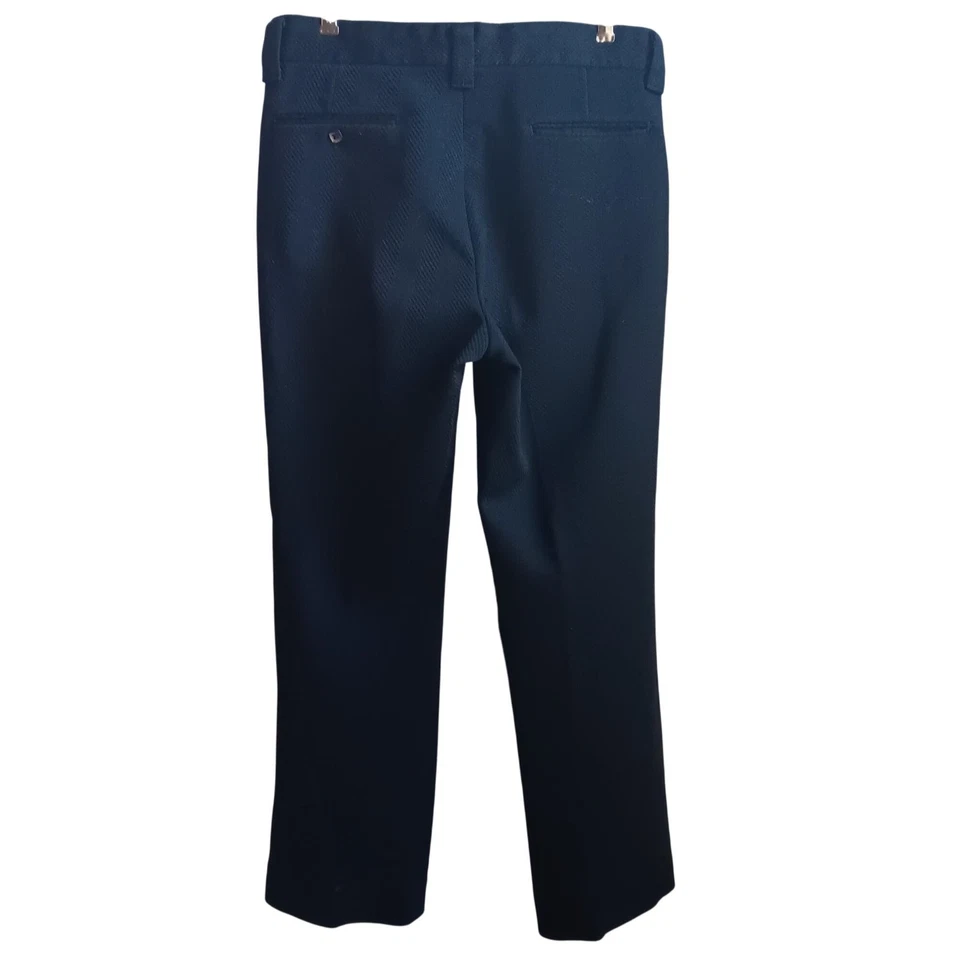 33x29 Vintage 70's Pants Farah Mens Black Textured Herringbone Dress Steel Zip - Image 2 of 4