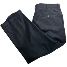 Berle Mens 100 Wool Pleated Cuffed Dress Pant Charcoal Gray Size 46R Fits 42x28