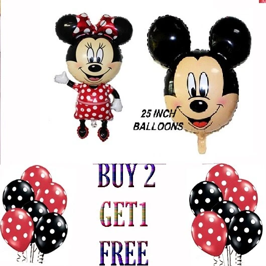 Mickey Mini Mouse Happy Birthday Foil Air Helium Balloon set Kids
