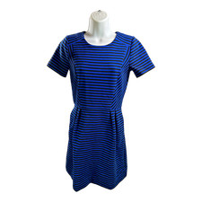 Madewell Women’s Blue/Black Striped Short Sleeve A-Line Dress - 2