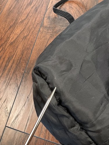 Victoria's Secret Black Canvas Tote Bag Carry All Open Double Handles Bow Logo - Picture 21 of 21