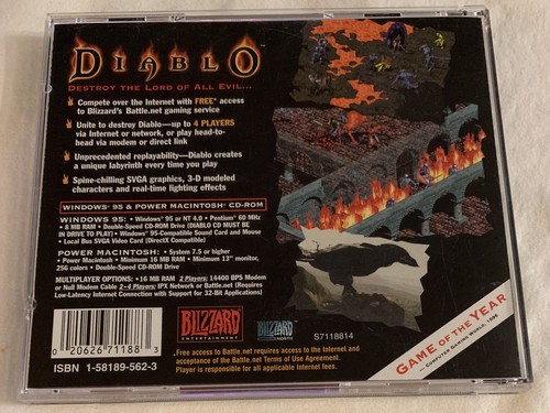 Diablo (PC CD-ROM 1998) CIB Complete With Manual Windows Computer Game Blizzard - Picture 3 of 9