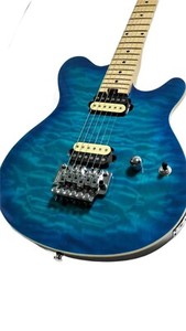 flame maple guitar veneer blue electric Guitar with adjustable truss at tail