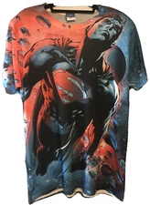 LogoVision Superman Red Sun (Front/Back Print) - Men's L - All-Over Print (RARE)