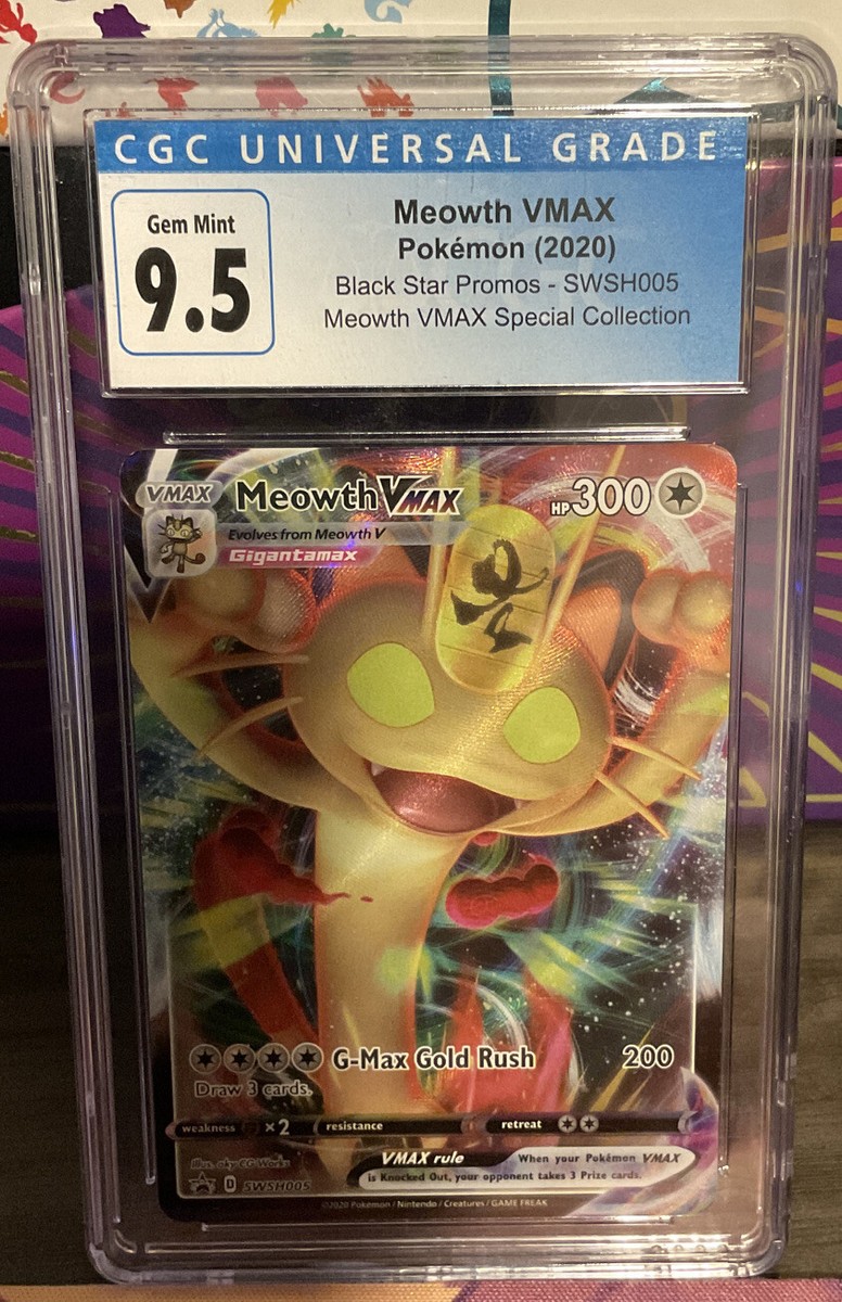 CGC 9.5 Meowth VMAX SWSH Black Star Promos SWSH005 Holo Promo