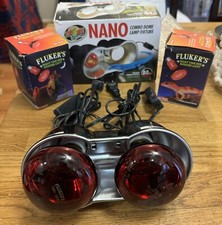 ZOO MED NANO COMBO DOME LAMP FIXTURE 80 WATTS  2 Flukers Red Bulb 100 Watt New