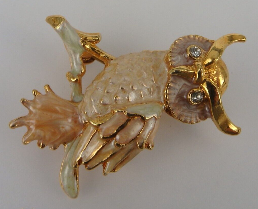Neugablonz: Figürliche Brosche Eule mit Emaille u… - image 2