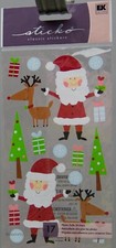 EK Success Sticko 17 pc Christmas Time Santa Reindeer Present Scrapbook Stickers