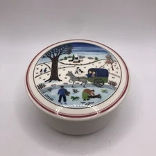 Villeroy & Boch Naif Christmas Trinket Box Bowl Lidded 1980 Luxenbourg Porcelain