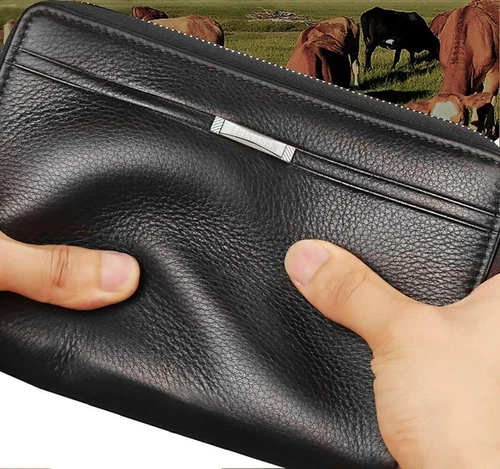 Herren Handtasche Leder Handgelenktasche Große RFID Schutz Brieftasche Geldbörse - Bild 10 von 16