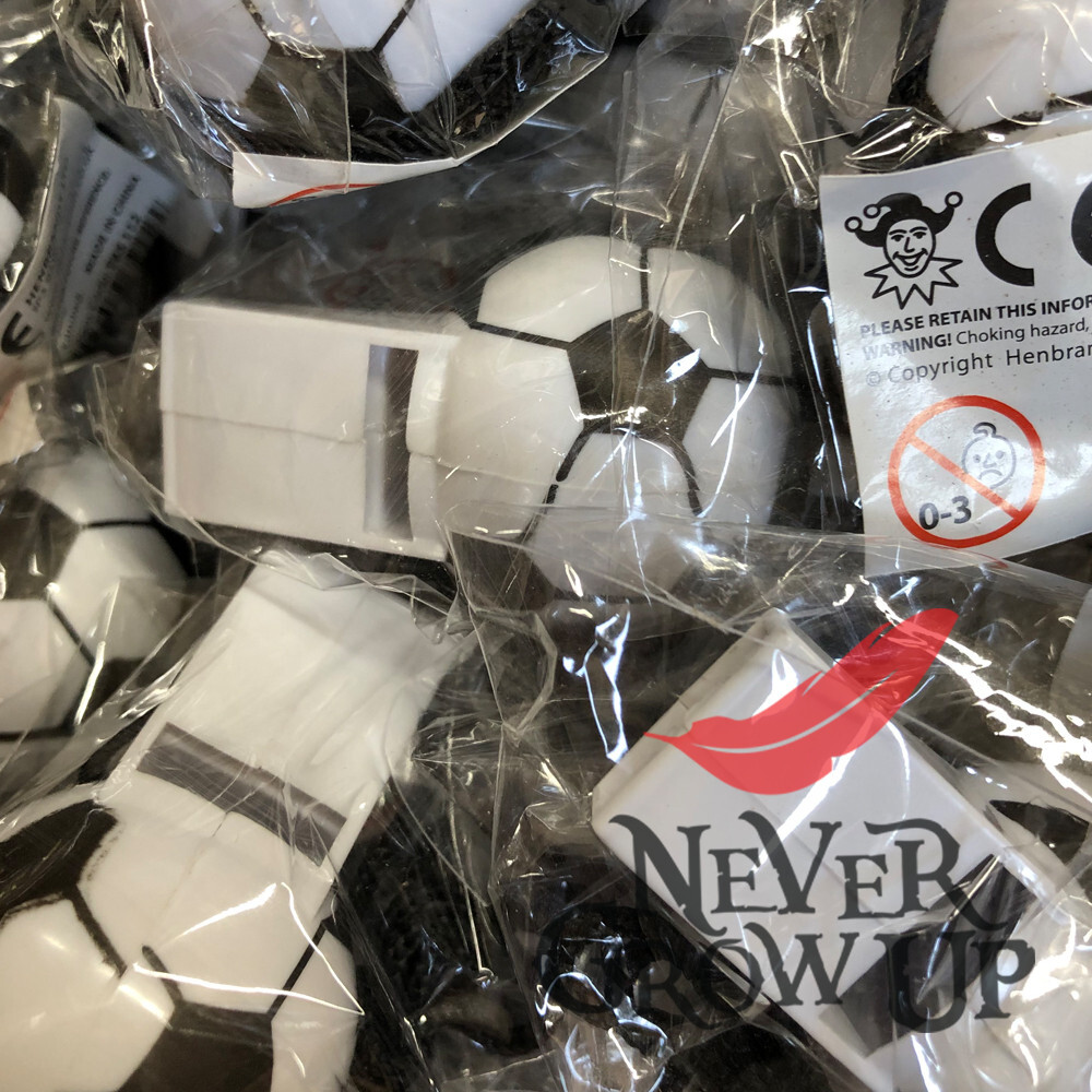 6 Black & White Football Whistles - Loot/Party Bag Fillers Wedding/Kids Pinata - Image 2