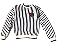 Vintage LORD  TAYLOR Boys Nautical Tennis Stripe Crew Neck Sweater sz L 16-18