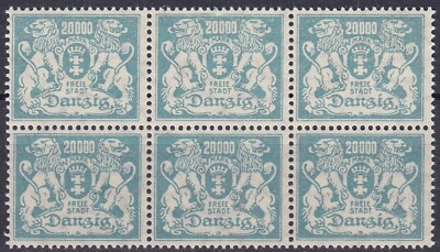 Danzig - 1920    Block of six Michel Nr. 153   MNH**