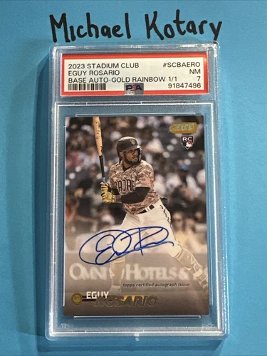 EGUY ROSARIO 2023 TOPPS STADIUM CLUB 1/1 Gold Rainbow Psa 7 Padres Auto Rookie 