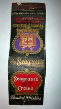 RARE OLD Vintage "SEAGRAM'S-5 & 7 CROWN Blended Whiskies". matchbook.MADE IN USA
