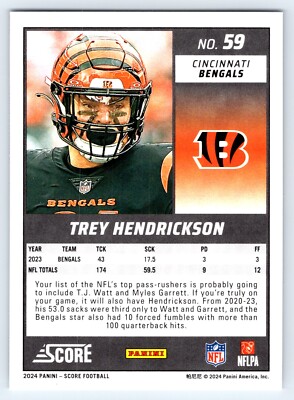2024 Panini Score #59 Trey Hendrickson Cincinnati Bengals Football