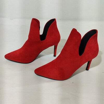 Just Me Damen Wildlederimitat Stiefeletten, rot, Cut Out Seiten - Größe EU 39 - UK 6