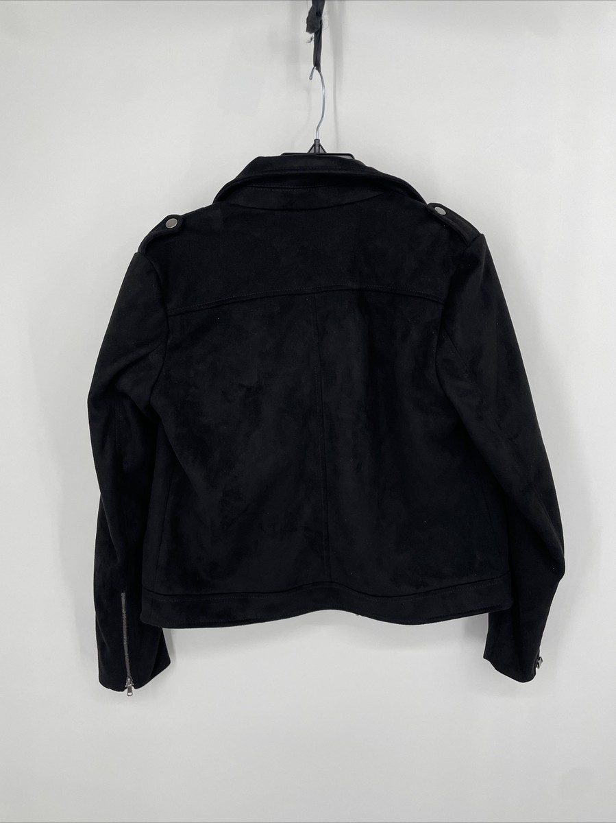 NWOT Banana Republic Womens Navy Faux Suede Jacket S With Side