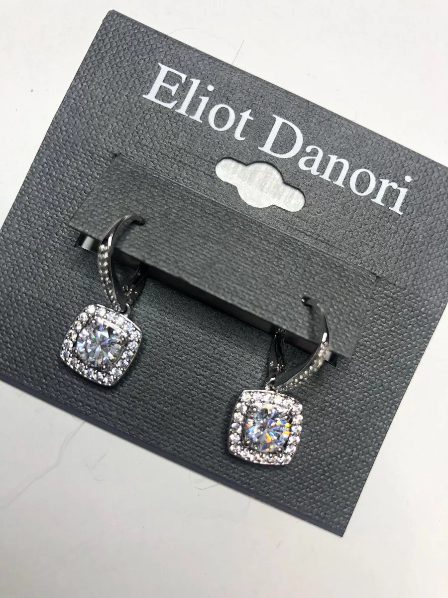 164 Eliot Danori silver tone pave CZ drop leverback earrings eBay